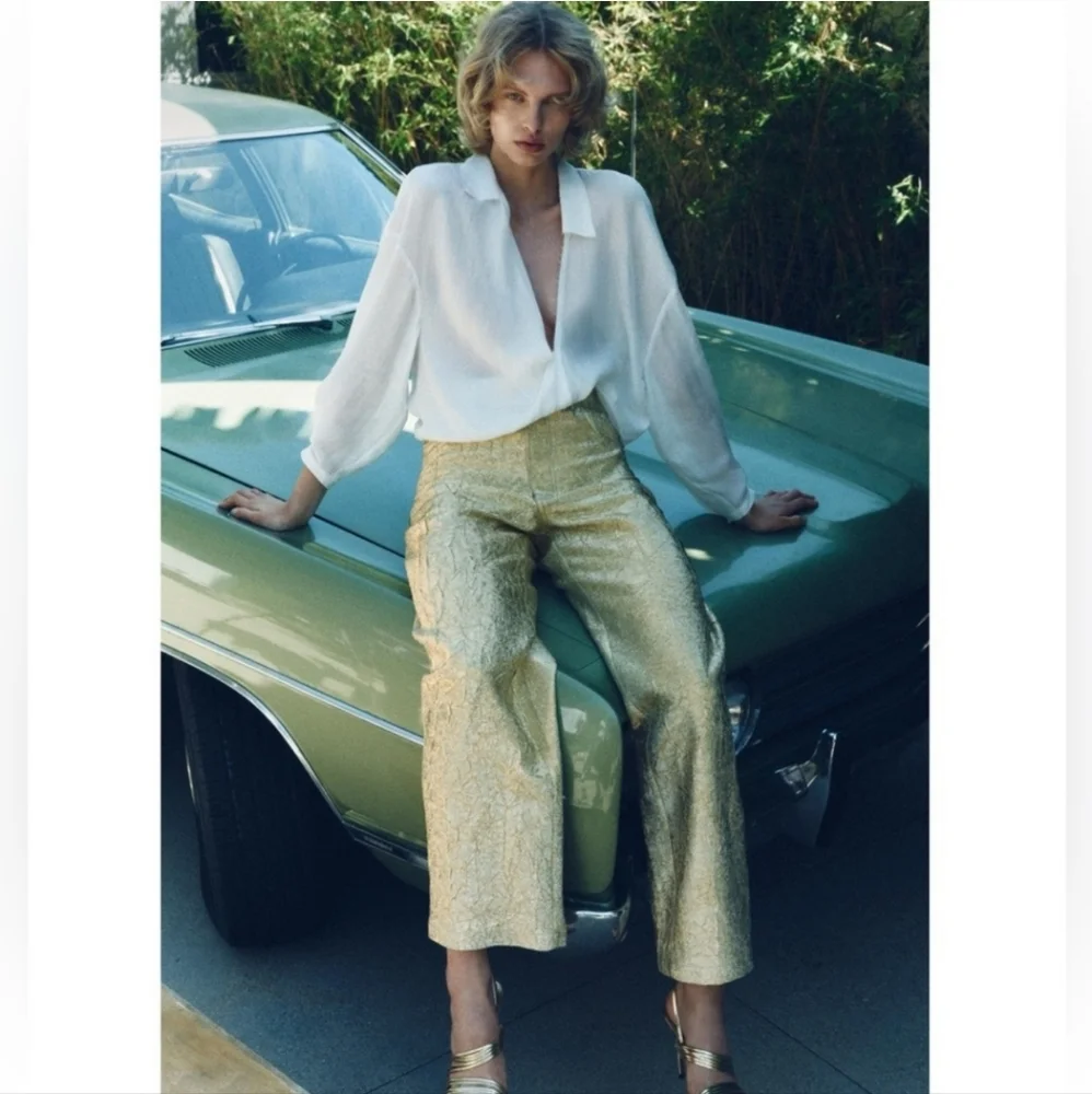 ❌️SOLD❌️SHINY PANTS ZW COLLECTION SIZE M - Picture 3 of 12